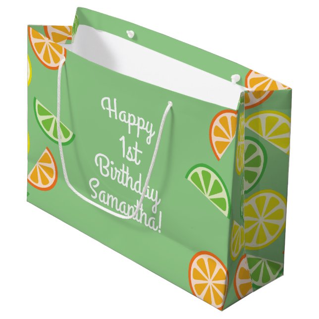 Citrus Slice Birthday Party Large Gift Bag (Front Angled)