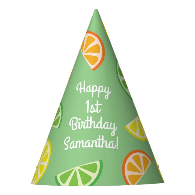 Citrus Slice Birthday Party Party Hat (Front)