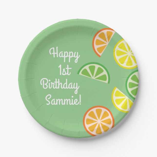 Citrus Slice Cute  Fruit 1st Birthday Plates (Front)