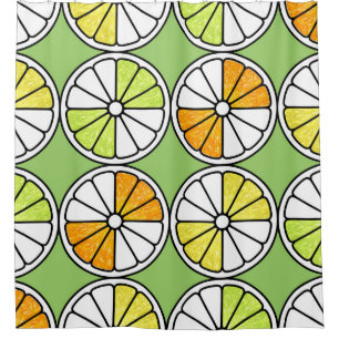 Citrus Slice Fruit, Summer Seamless. Shower Curtain