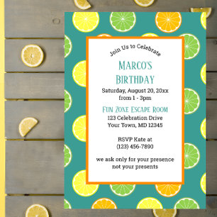 Citrus Slices All Occasion Blue Party Invitation