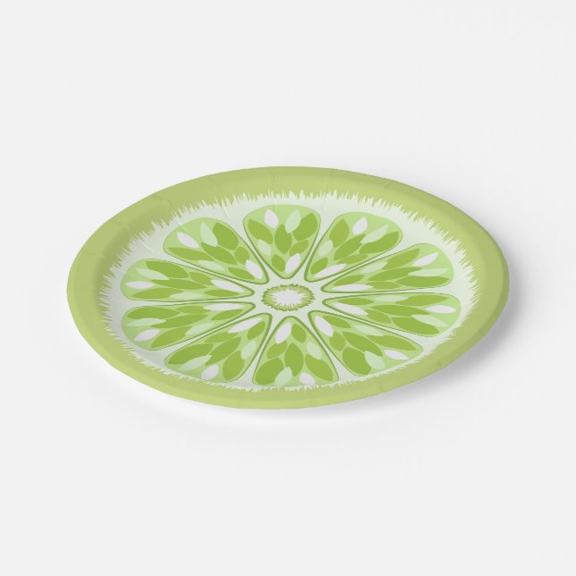 Citrus Slices Green Lime Paper Plate (Angled)