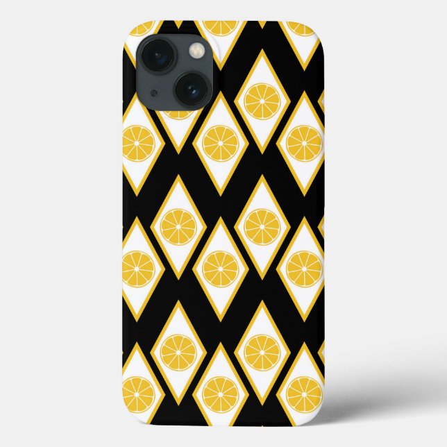 Citrus Slices in Modern Diamond Pattern Case-Mate iPhone Case (Back)