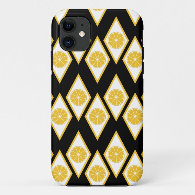 Citrus Slices in Modern Diamond Pattern Case-Mate iPhone Case (Back)