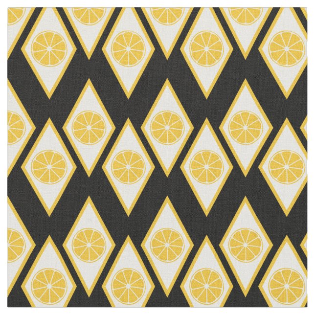 Citrus Slices in Modern Diamond Pattern Fabric (Close Up)