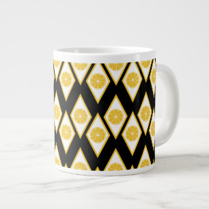 Citrus Slices in Modern Diamond Pattern Large Coffee Mug
