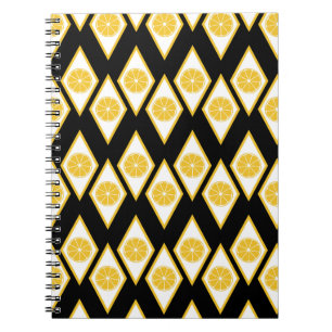 Citrus Slices in Modern Diamond Pattern Notebook