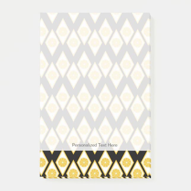 Citrus Slices in Modern Diamond Pattern Post-it Notes (Front)