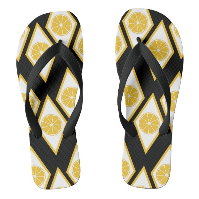 Citrus Slices in Modern Diamond Pattern Thongs (Footbed)