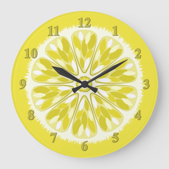 Citrus Slices Lemon Large Clock (Front)
