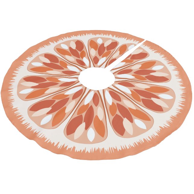 Citrus Slices Orange Brushed Polyester Tree Skirt (Angled)
