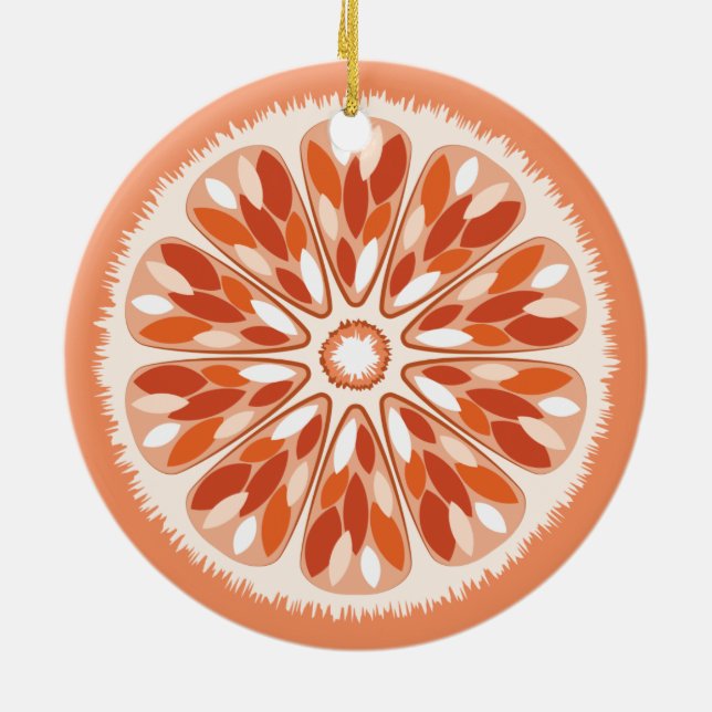 Citrus Slices Orange Ceramic Tree Decoration (Back)