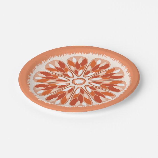Citrus Slices Orange Paper Plate (Angled)