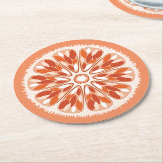 Citrus Slices Orange Round Paper Coaster