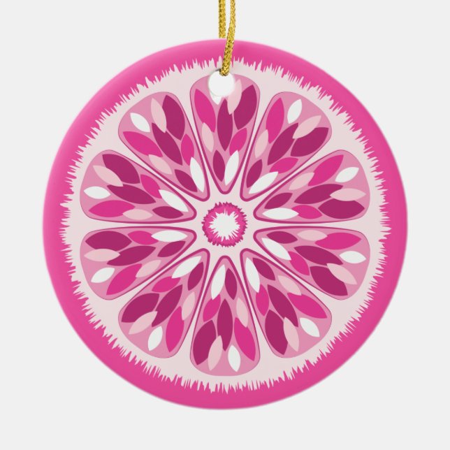 Citrus Slices Pink Lemon Ceramic Tree Decoration (Front)