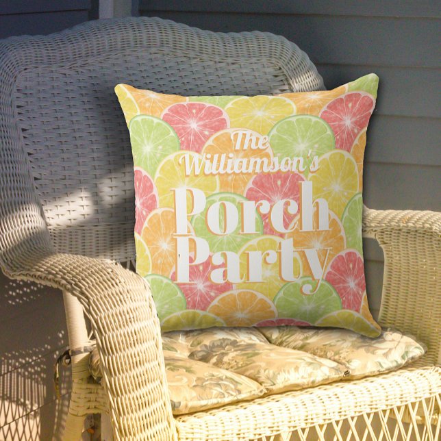 Citrus Slices Porch Party Cushion (Citrus Fruit Slices Porch Party Outdoor Pillow in 2 sizes)