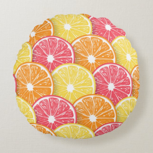 Citrus slices round cushion (Front)