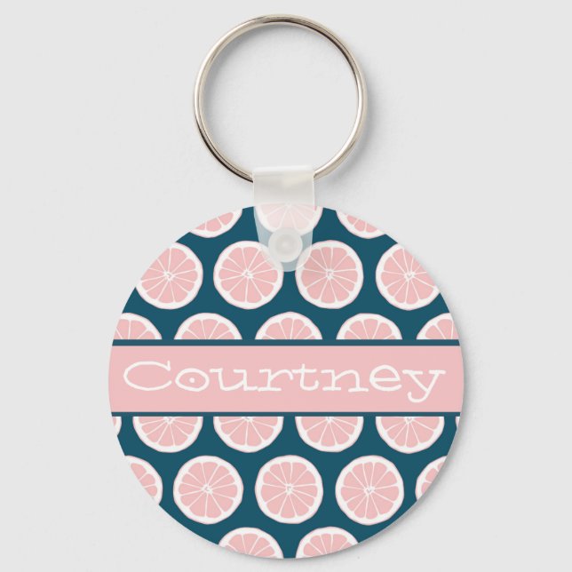 Citrus Slices with Personalised Nameplate Key Ring (Front)