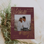Citrus & Spice | Christmas Photo Gold Foil Holiday Card<br><div class="desc">A modern and elegant holiday card that frames your square photo in a beautifully detailed gold foil frame with citrus fruit slices, star anise, and pine boughs on a chic dark pomegranate red background. "Merry Christmas" appears at the top right, with your family name along the bottom. The year is...</div>
