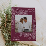 Citrus & Spice | Christmas Photo Holiday Card<br><div class="desc">A modern and elegant holiday card that frames your square photo in a beautifully detailed frame with citrus fruit slices, star anise, and pine boughs on a rich burgundy plum background. "Merry Christmas" appears at the top right, with your family name along the bottom. The year is tucked elegantly at...</div>