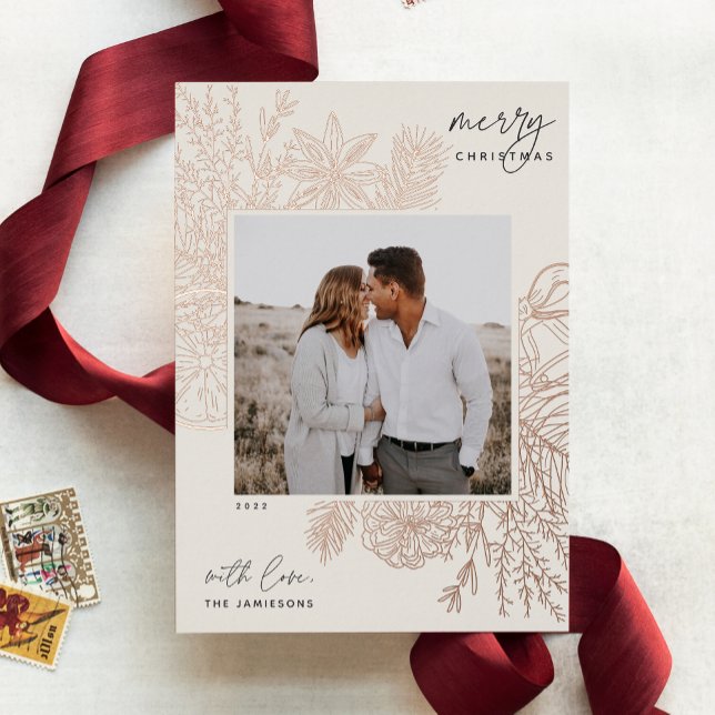 Citrus & Spice | Christmas Photo Rose Gold Foil Holiday Card (Creator Uploaded)