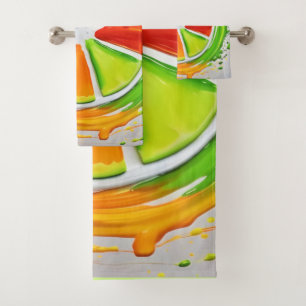 Citrus Splash Design Bath Towel Set