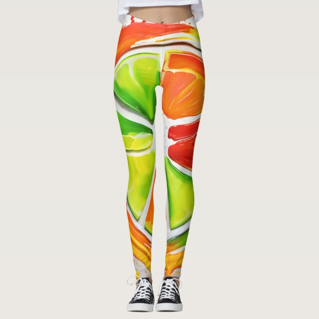 Citrus Splash Design Leggings (Front)