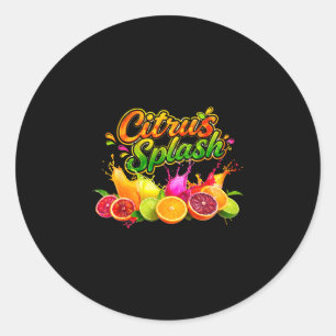 Citrus splash summer vacation fruit graphic classic round sticker
