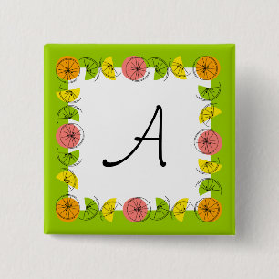 Citrus Square Green Monogram square 15 Cm Square Badge