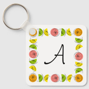 Citrus Square  Monogram aluminium double-sided Key Ring