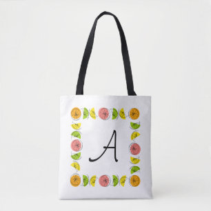 Citrus Square Monogram green back all over tote Bag