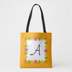 Citrus Square Orange Monogram all over tote Bag
