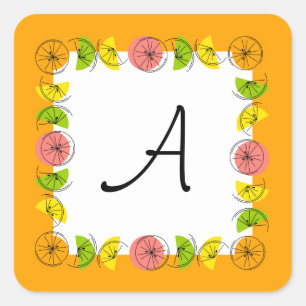 Citrus Square Orange Monogram sticker square