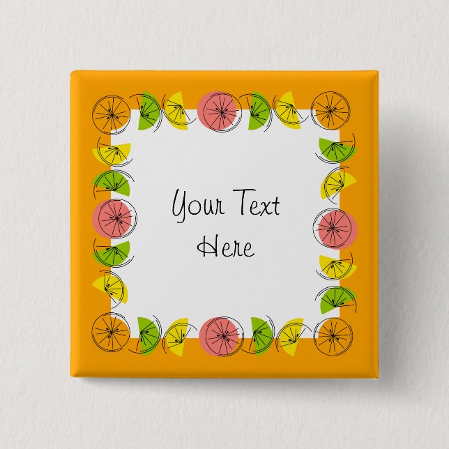 Citrus Square Orange Text button square (Front)