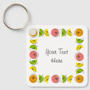 Citrus Square Text aluminium double-sided Key Ring