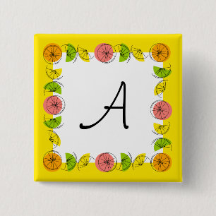 Citrus Square Yellow Monogram square 15 Cm Square Badge