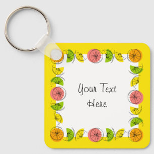 Citrus Square Yellow Text aluminium double-sided Key Ring
