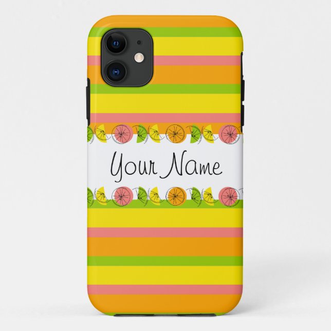 Citrus Stripe Classic Name iPhone case  (Back)