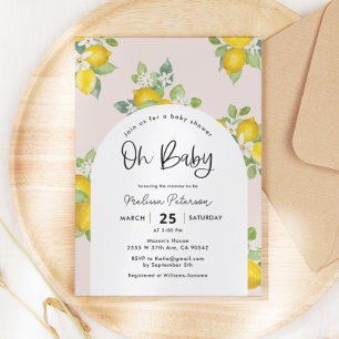 Citrus Summer Lemon Theme Baby Shower Invitation
