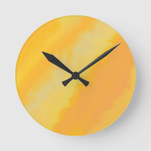 Citrus Sunny Orange Watercolor Round Clock