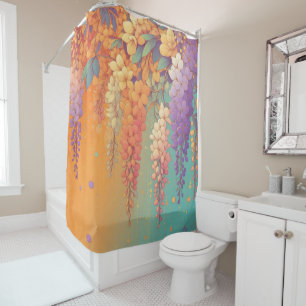 Citrus Sunset Wisteria Shower Curtain