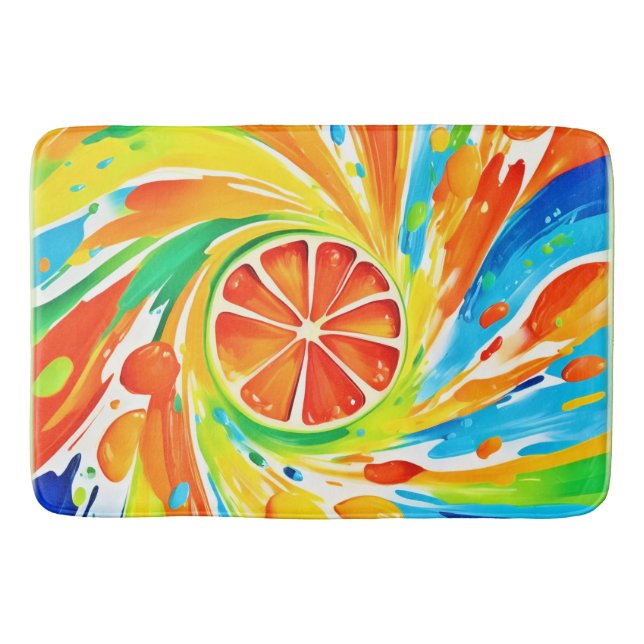Citrus swirling Splash Design Bath Mat (Front)