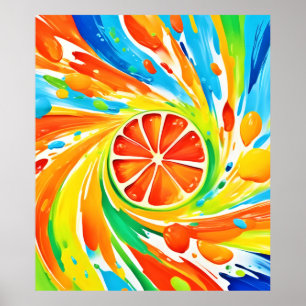 Citrus swirling Splash Design Poster