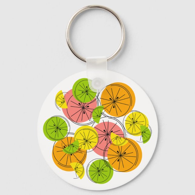 Citrus text back aluminium circle double-sided key ring (Front)