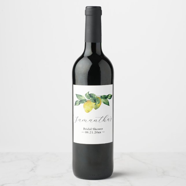 Citrus Theme Lemon Template Wine Labels (Front)