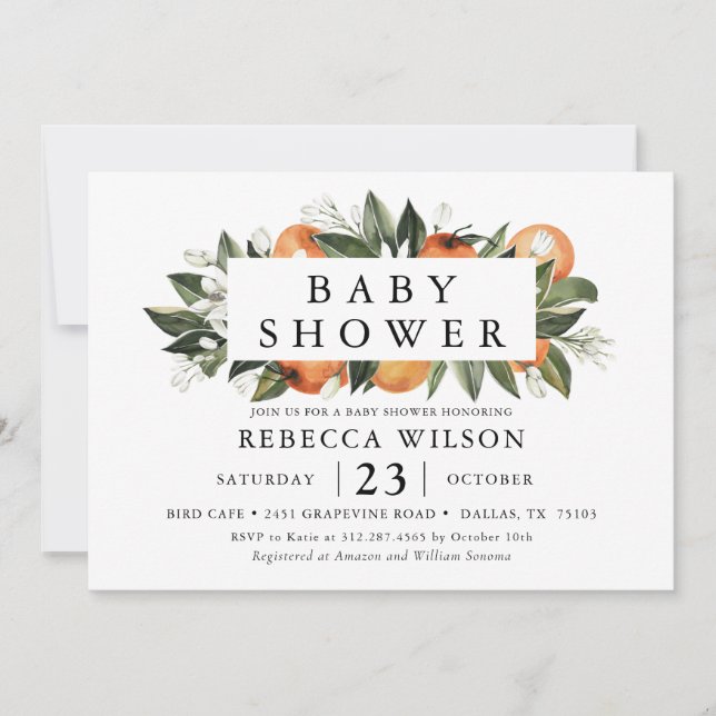 Citrus Theme Spring Baby Shower Invitation (Front)