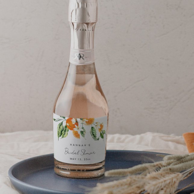 Citrus Themed Bridal Shower Mini Sparkling Wine Label (Creator Uploaded)