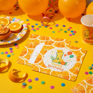 Citrus-Themed First Birthday Number “1”  Thank You Card