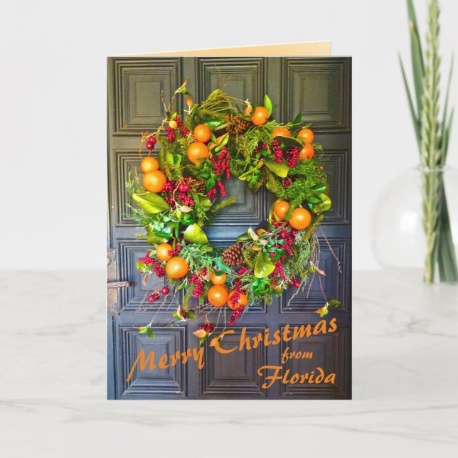 Citrus Themed Holiday Wreath Bok Gardens Florida Card (Front)