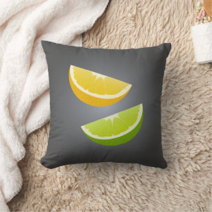 Citrus Throw Pillow With Lemon and Lime Slices